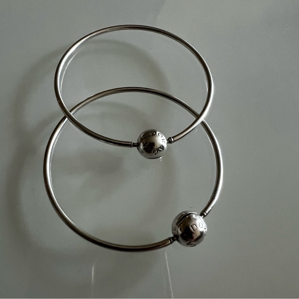 PANDORA Bangle Bracelet Sterling Silver Charm Bracelet Classic - Picture 5 of 5